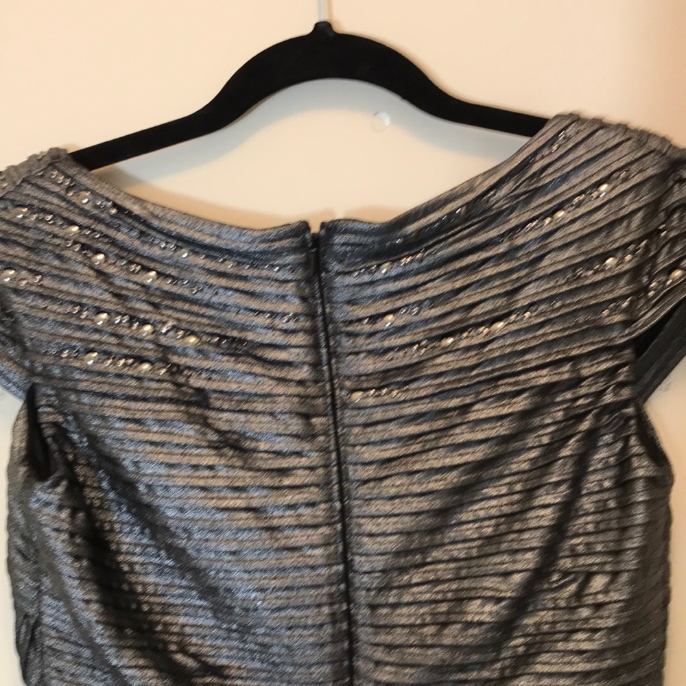 Tadashi Shoji Silver Pleated & Studded Dress - Picture 6 of 7